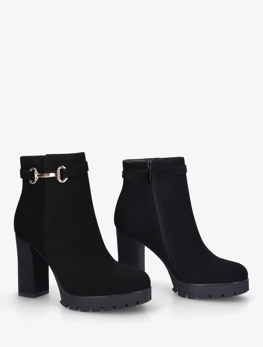 Bottines à talon haut et boucle - Noir - 4