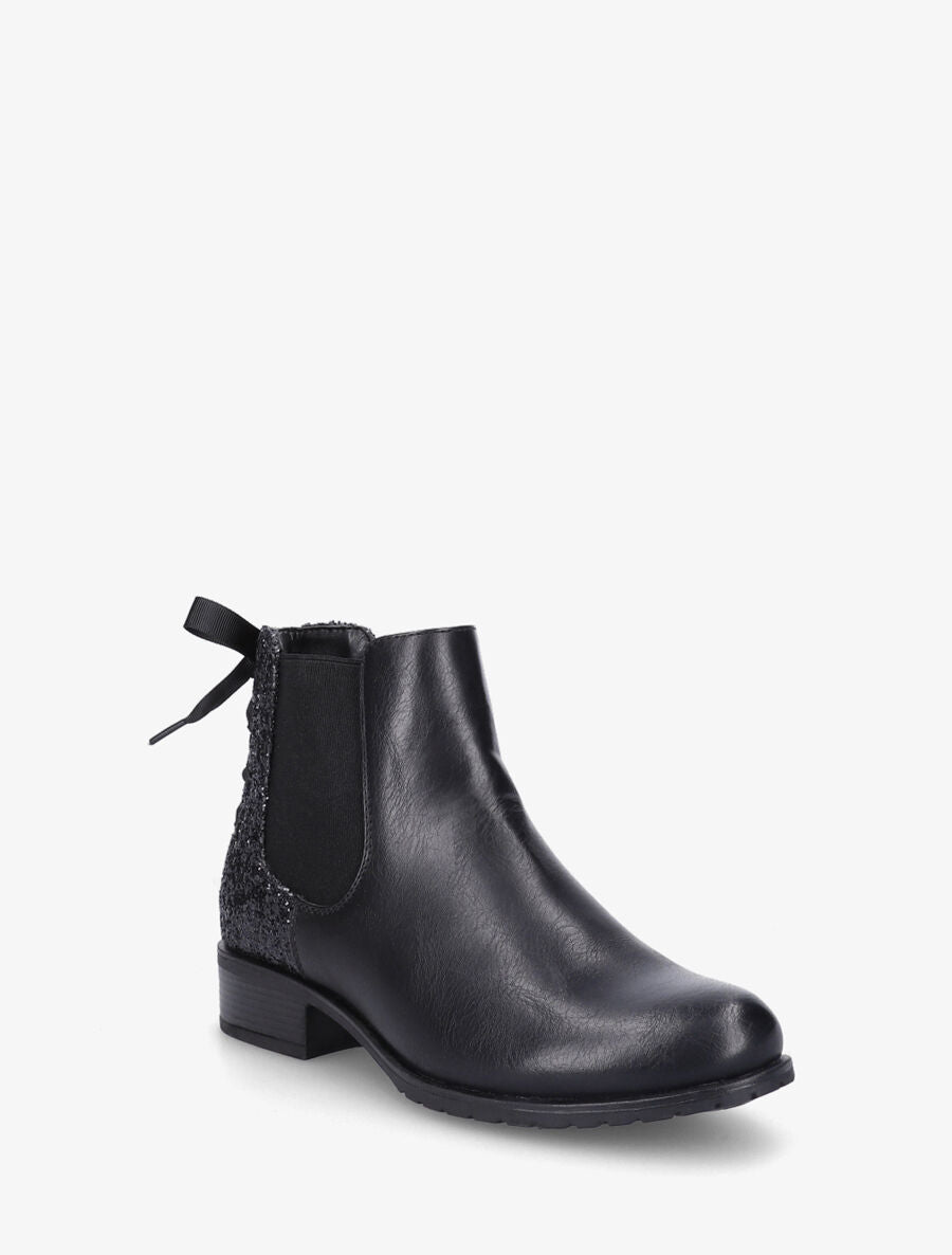 Bottines à contrefort pailleté style corset - Noir - 2
