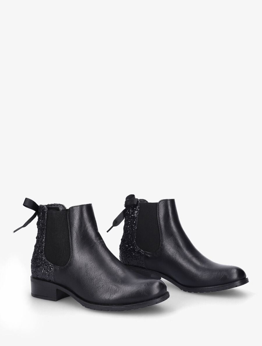 Bottines à contrefort pailleté style corset - Noir - 4