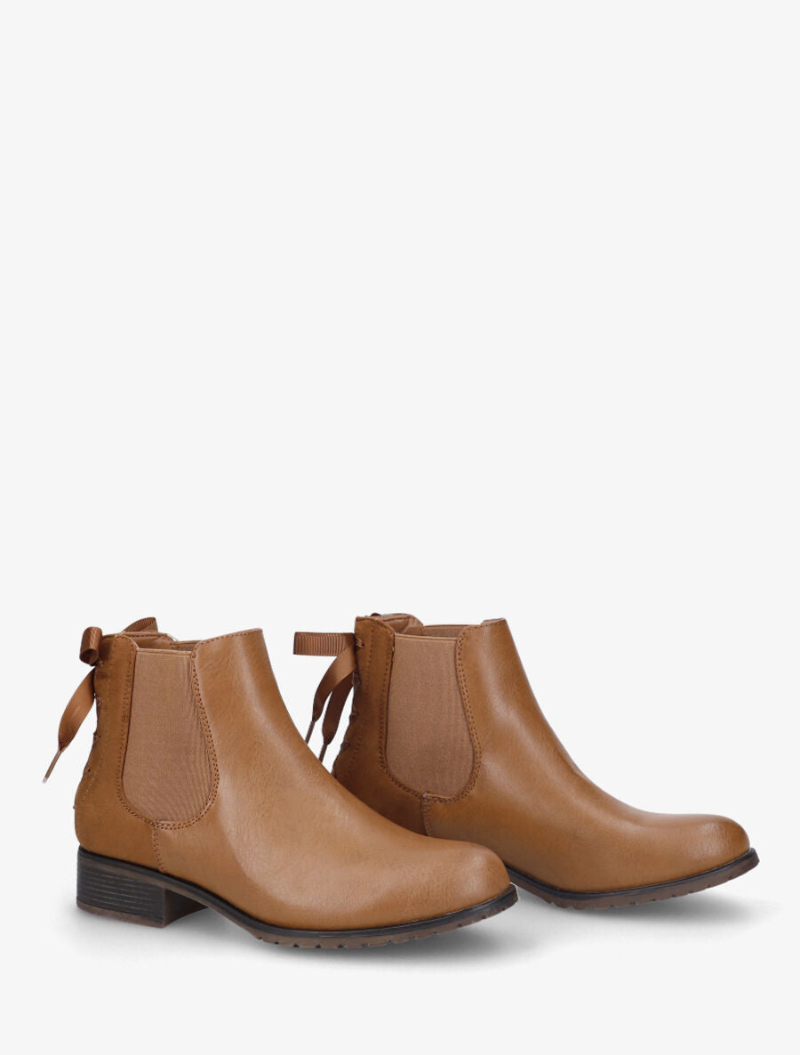 Bottines à contrefort style corset - Camel - 4
