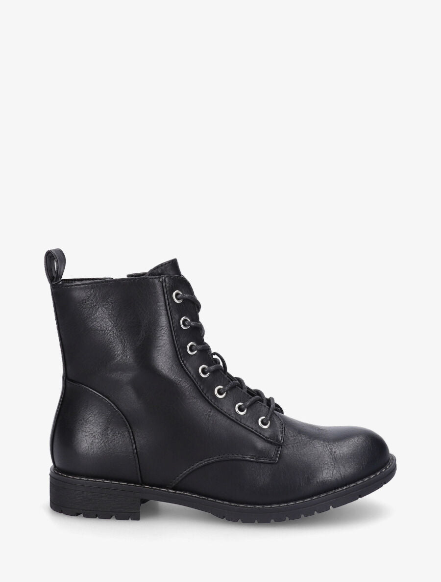 Bottines plates à lacets - Noir - 1