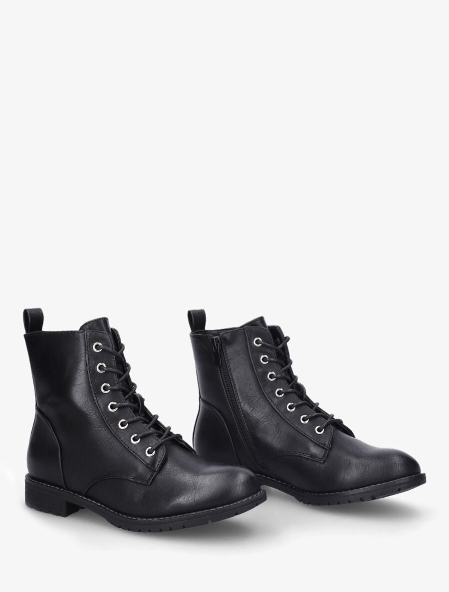 Bottines plates à lacets - Noir - 4