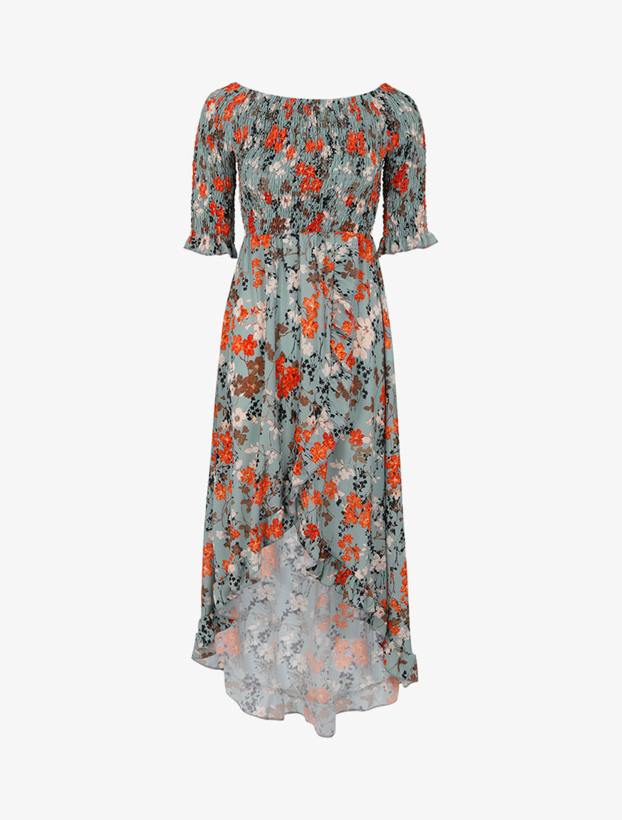Robe portefeuille à basque asymétrique - Vert d&