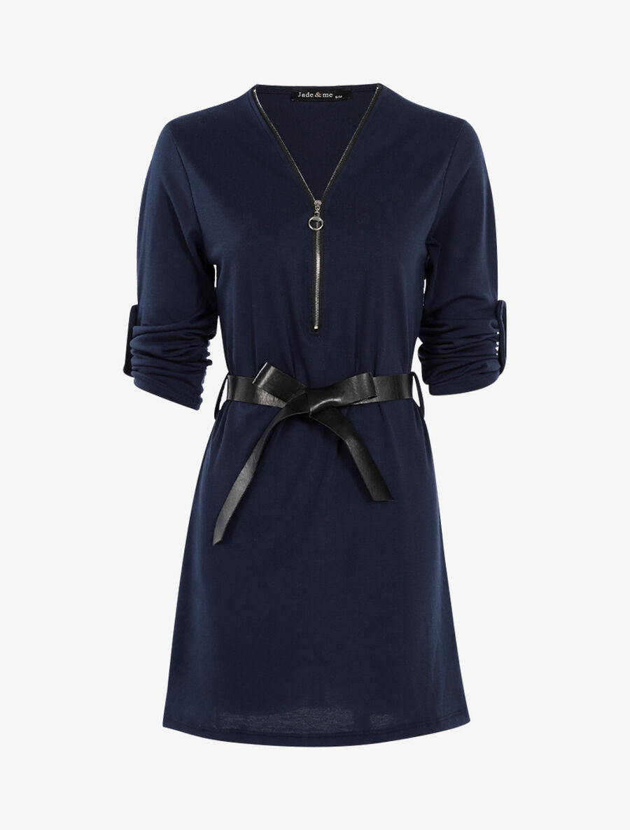 Robe à encolure zippée - Marine - 1