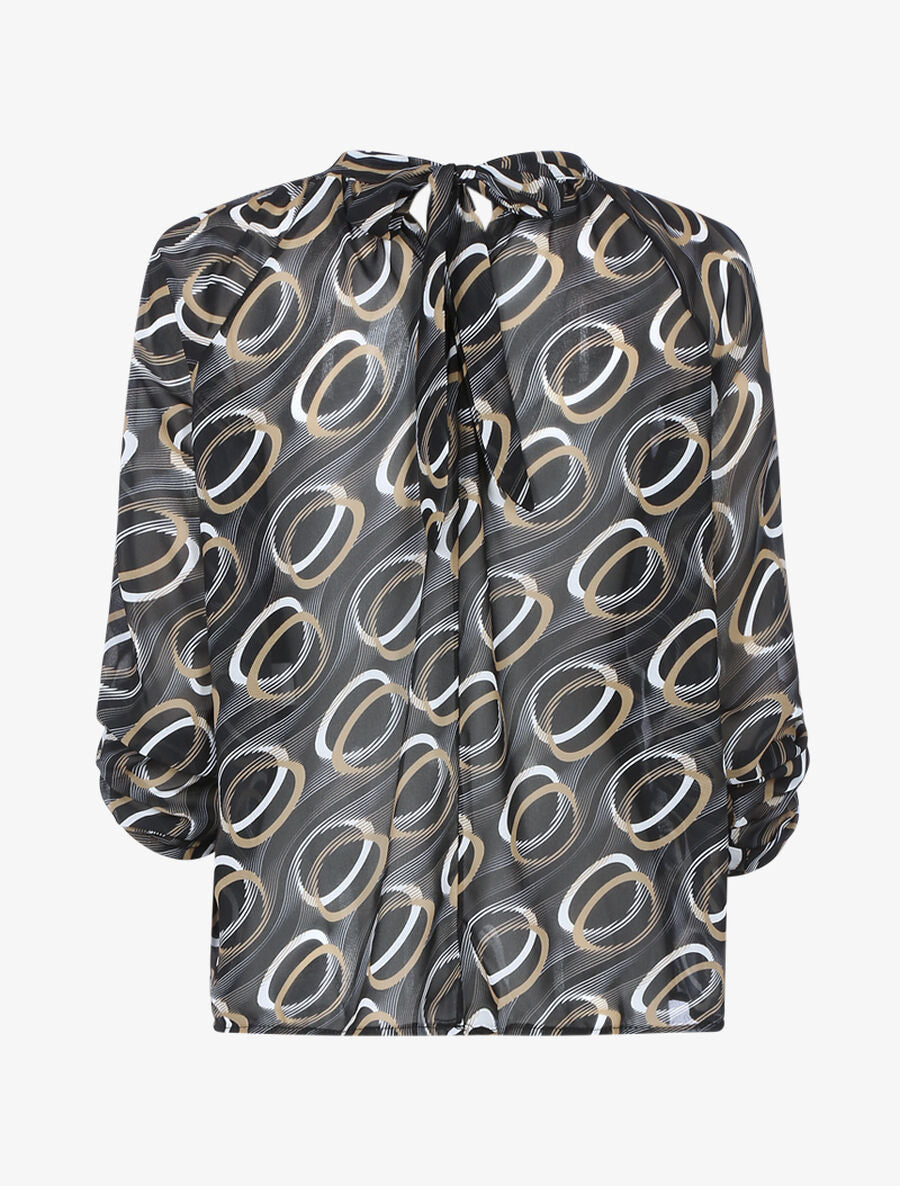 Blouse à imprimés graphiques - Noir - 2