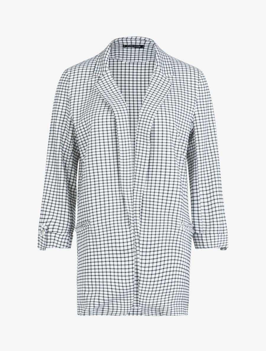 Blazer à imprimé petits carreaux - Noir - 1
