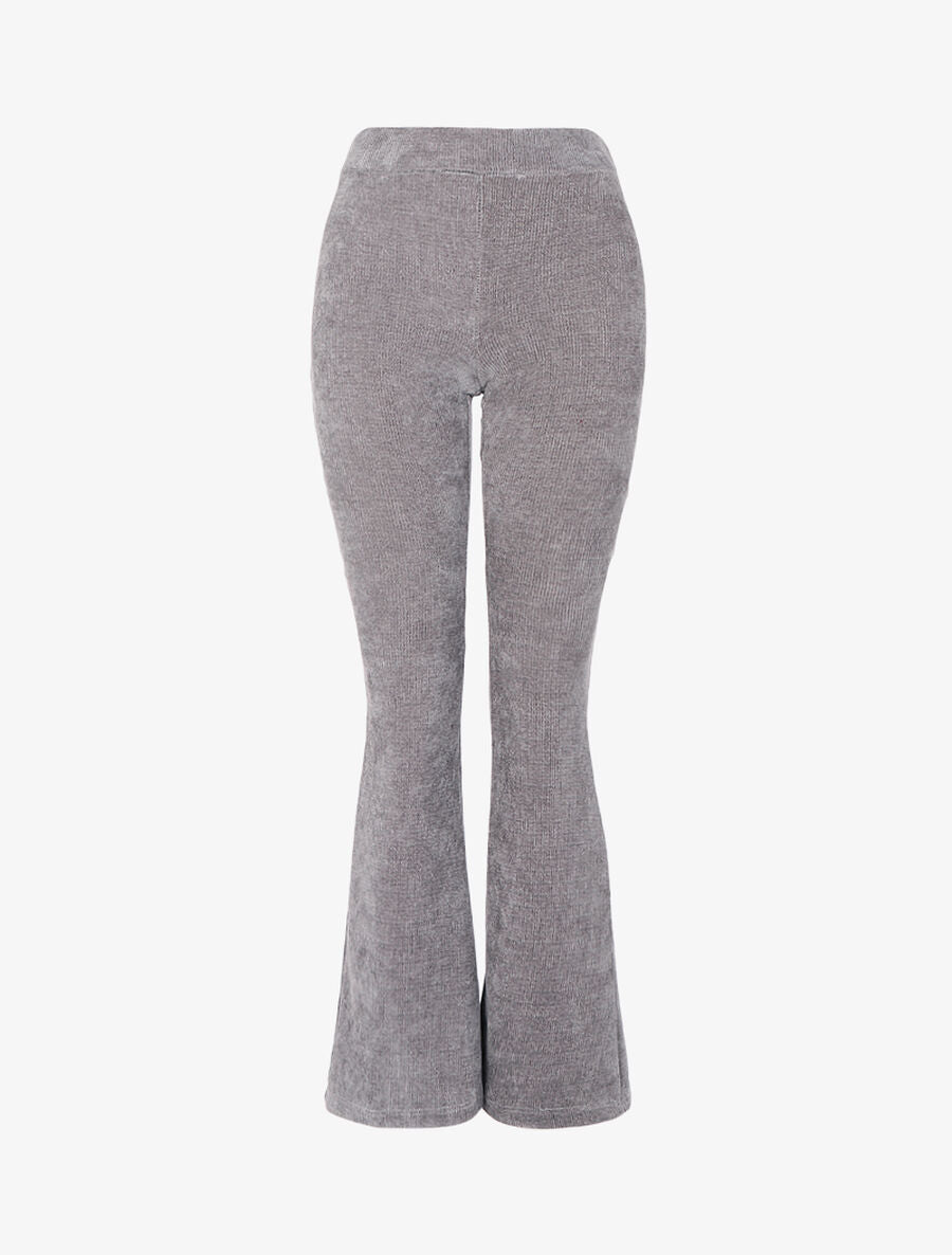 Pantalon flare en velours côtelé - Gris clair - 1