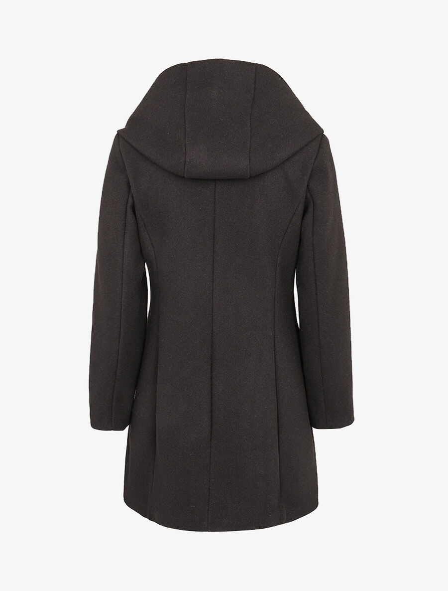 Manteau à poches en simili - Noir - 2