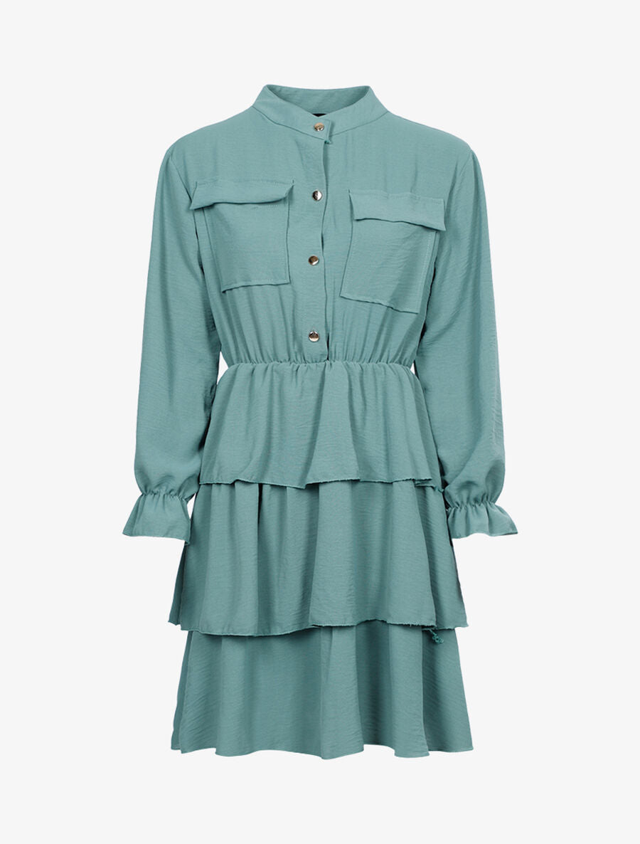 Robe à bas volanté - Vert d&