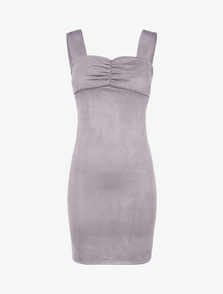 Robe fourreau suédée - Gris foncé - 1