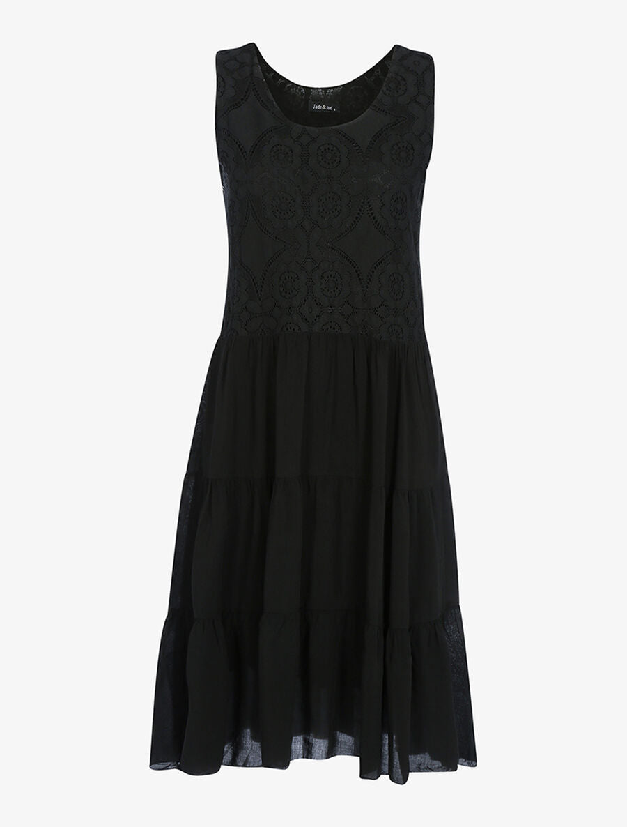 Robe à buste brodé - Noir - 1