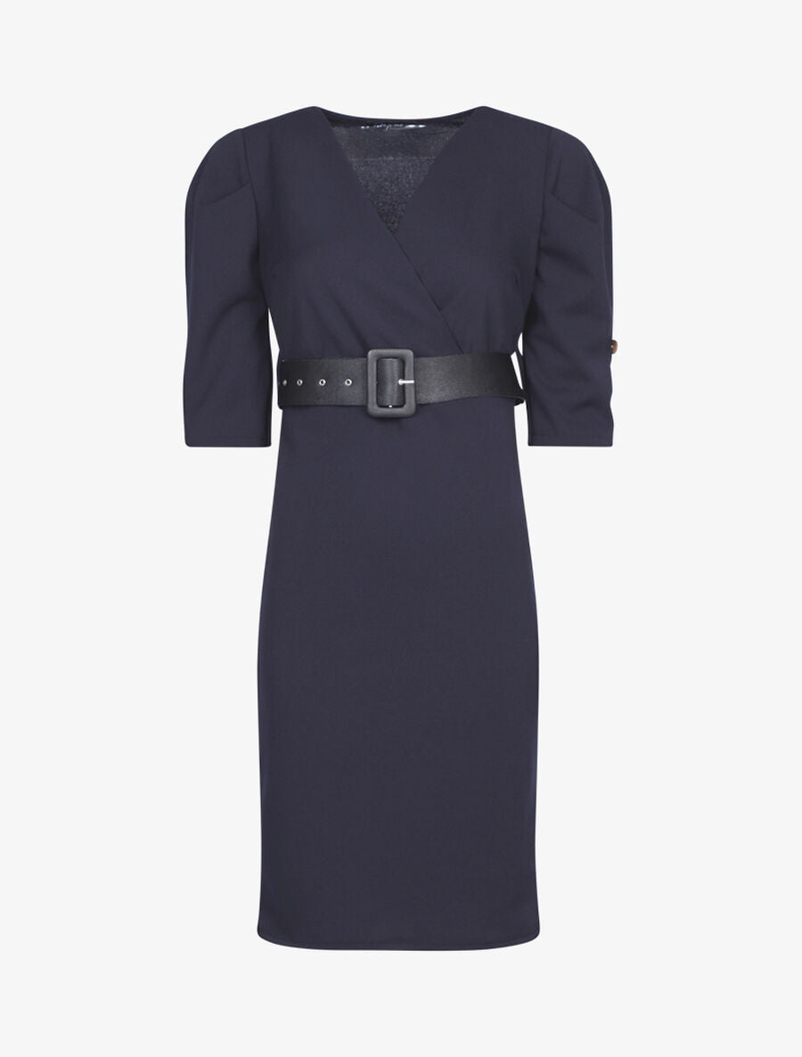 Robe à taille empire ceinturée - Marine - 1