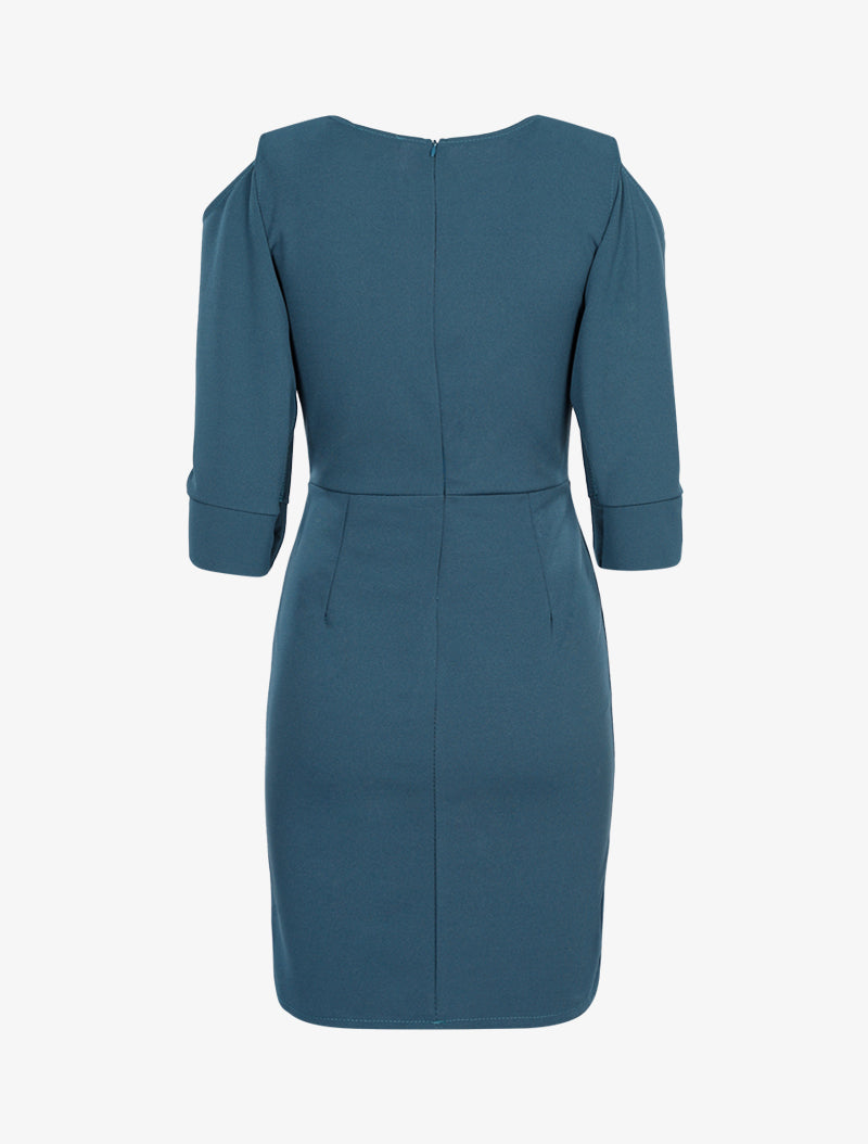 Robe à manches boutonnées - Bleu canard - 2