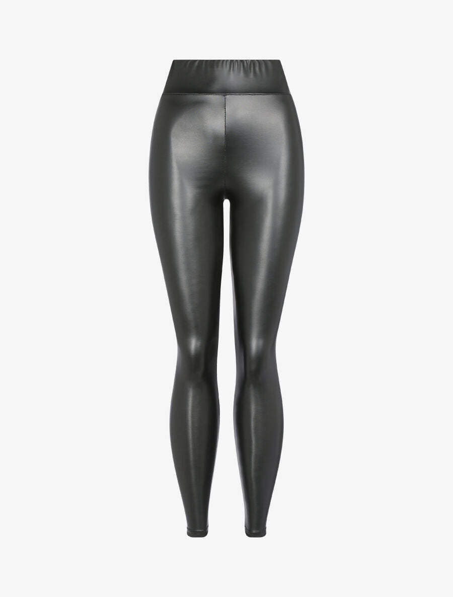 Legging ultra fin effet simili - Noir - 1
