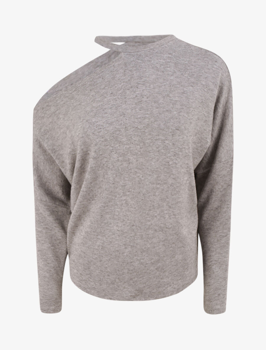 Pull loose épaule dénudée - Gris chiné - 4