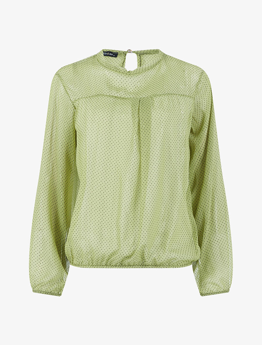 Blouse en voile transparent à pois - Vert - 1