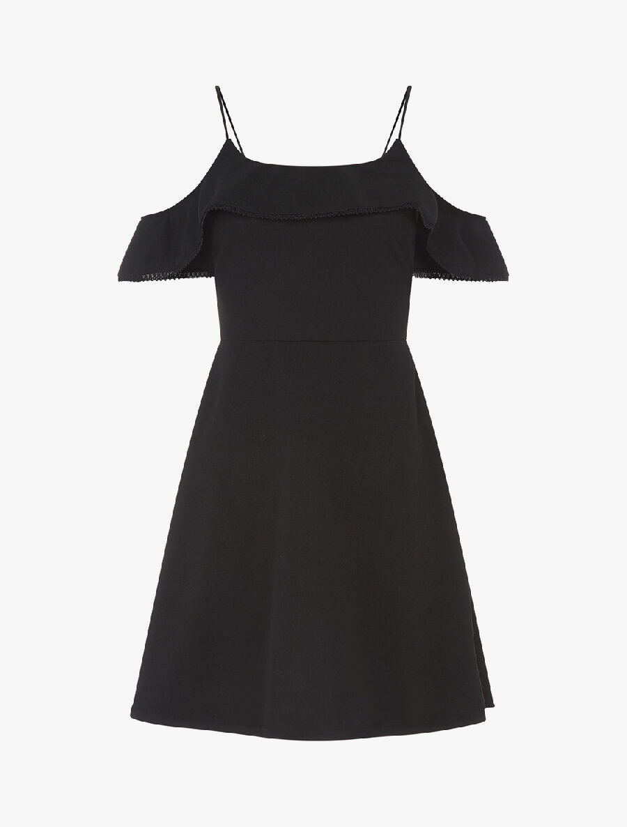 Robe évasée buste volanté - noir - 3