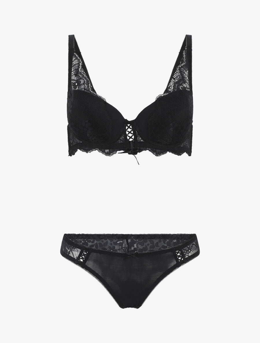 Ensemble emboitant en dentelle - Noir - 2