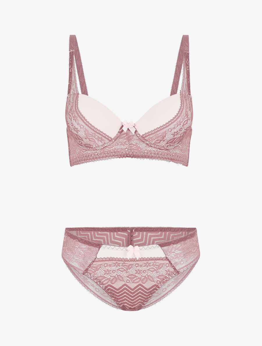 Ensemble push up à dentelle - Rose - 2