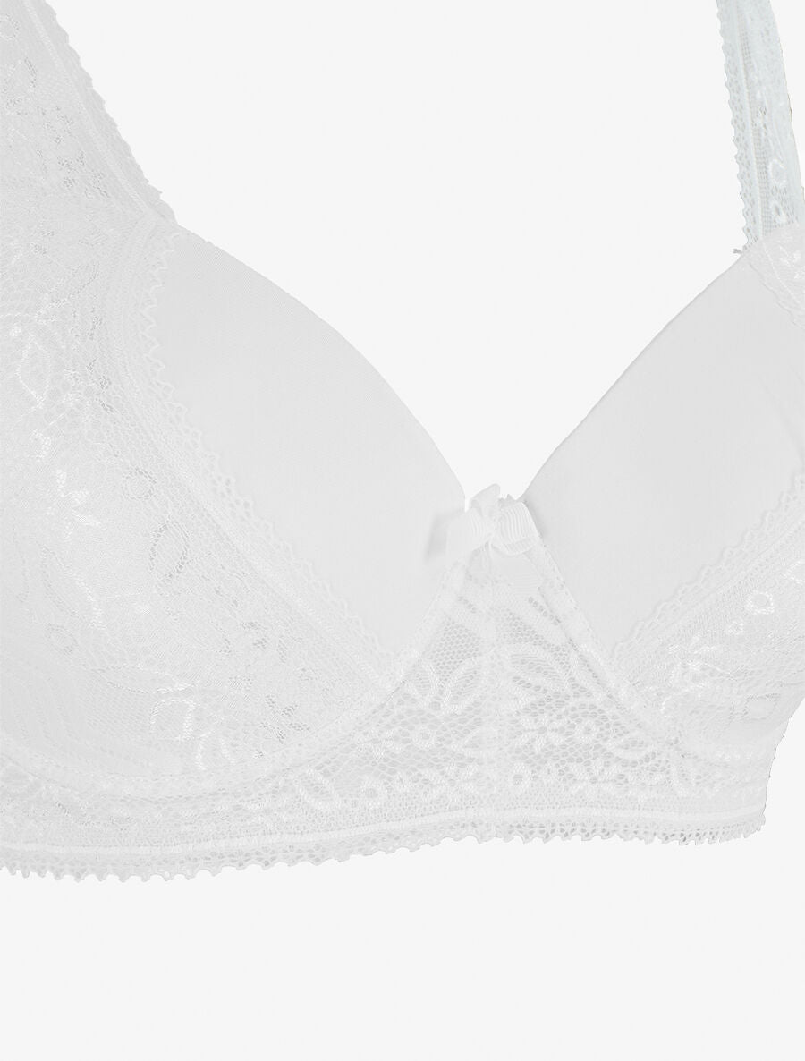 Ensemble push up en dentelle et noeud - Blanc - 3