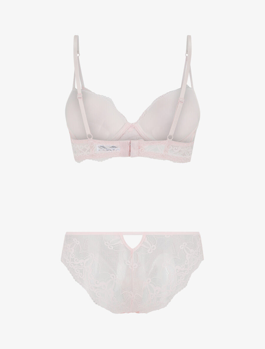 Ensemble push up en dentelle fantaisie - Rose - 3
