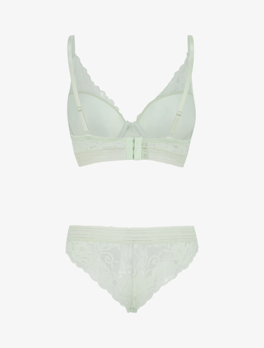 Ensemble emboitant en dentelle motif floral - Vert d&