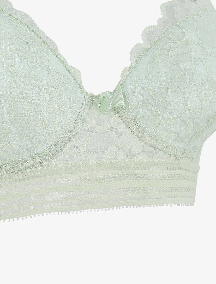 Ensemble emboitant en dentelle motif floral - Vert d&