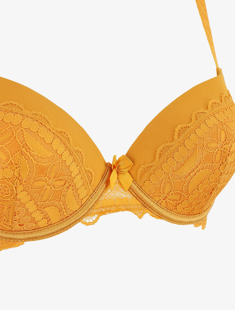 Ensemble lingerie à dentelle - Moutarde - 3