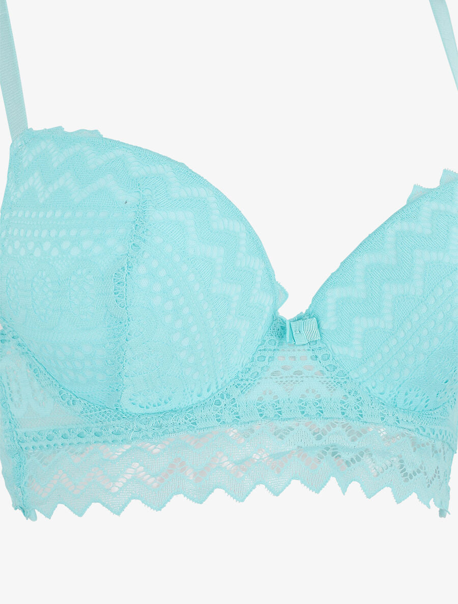 Ensemble push up bande en dentelle - Turquoise - 3