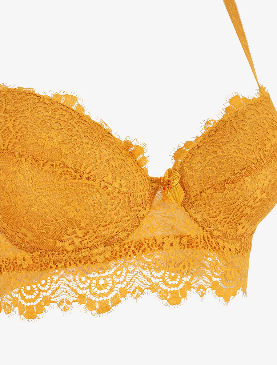 Ensemble lingerie en dentelle - Moutarde - 4