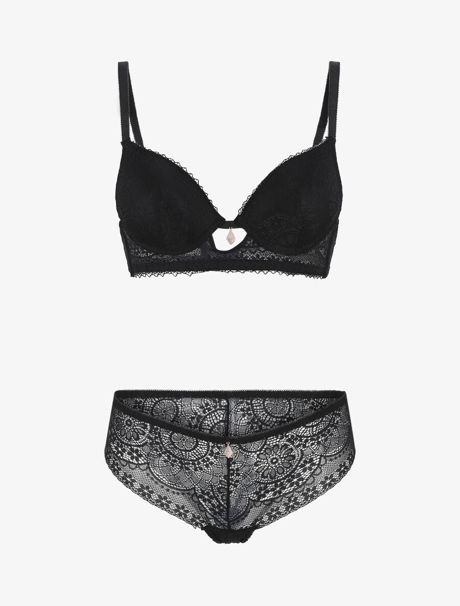 Ensemble dentelle à bijoux strass - Noir - 5