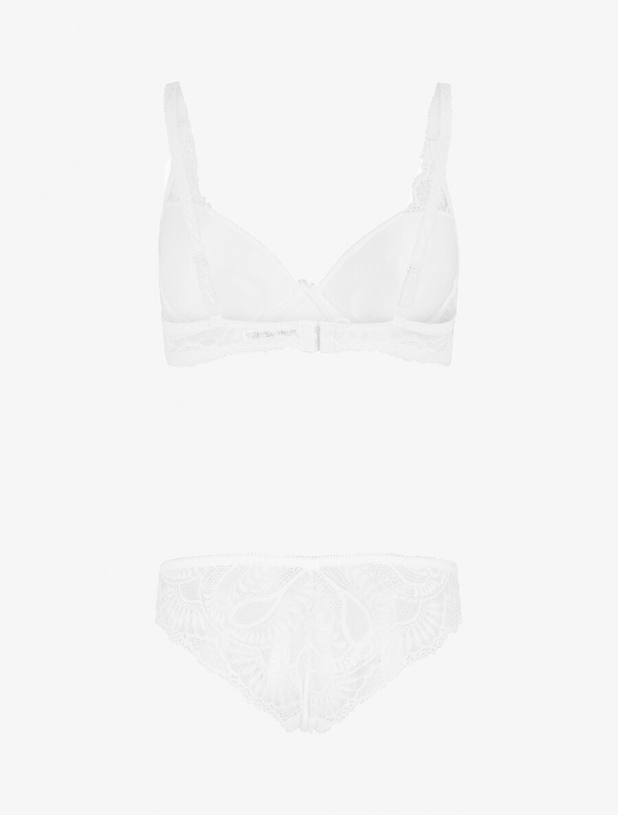 Ensemble push up et culotte ajourée en dentelle - Blanc - 3