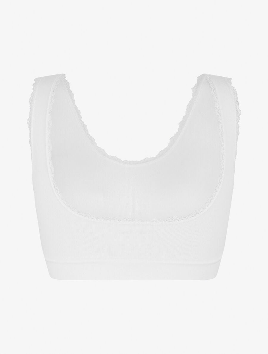 Brassière à détail dentelle et coussinets amovibles - Blanc - 2
