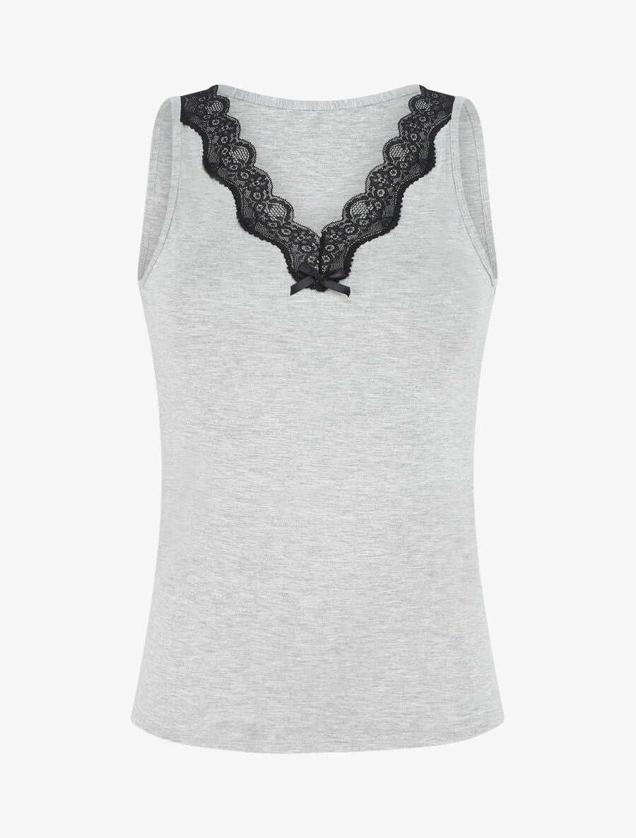 Ensemble pyjama en dentelle - Gris clair - 7