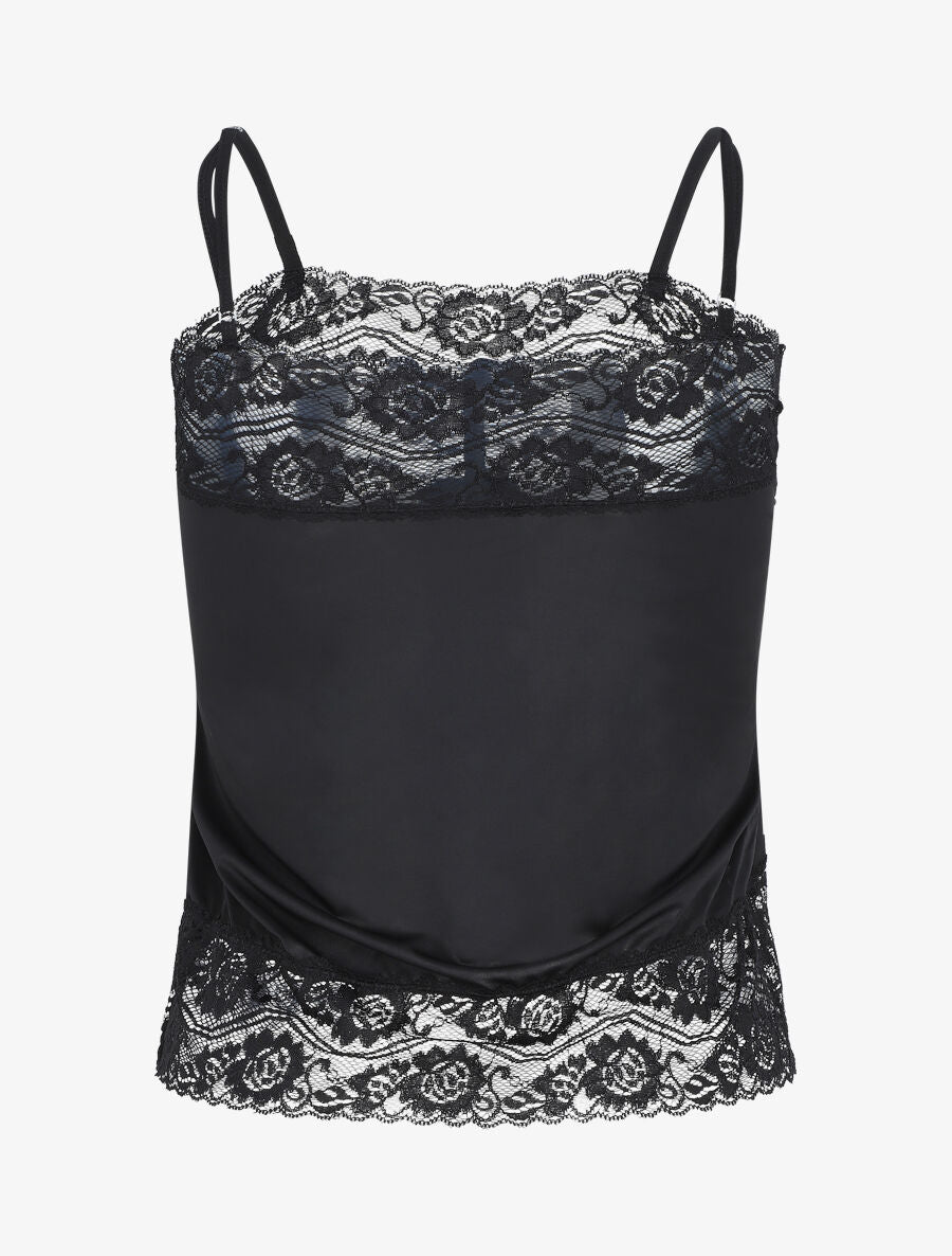 Ensemble pyjama à détail dentelle et noeud - Noir - 2