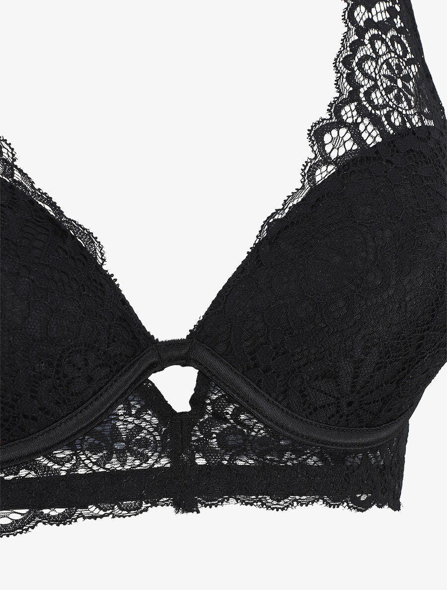 Ensemble push up bande en dentelle - Noir - 3