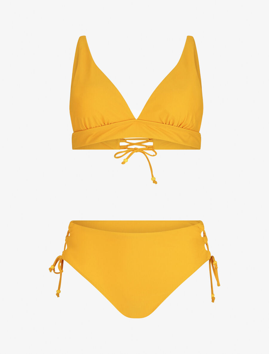 Bikini uni à liens - Jaune - 3