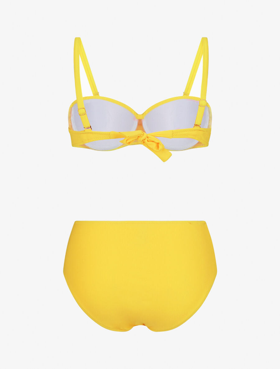Bikini uni à bas froncé - Jaune - 3