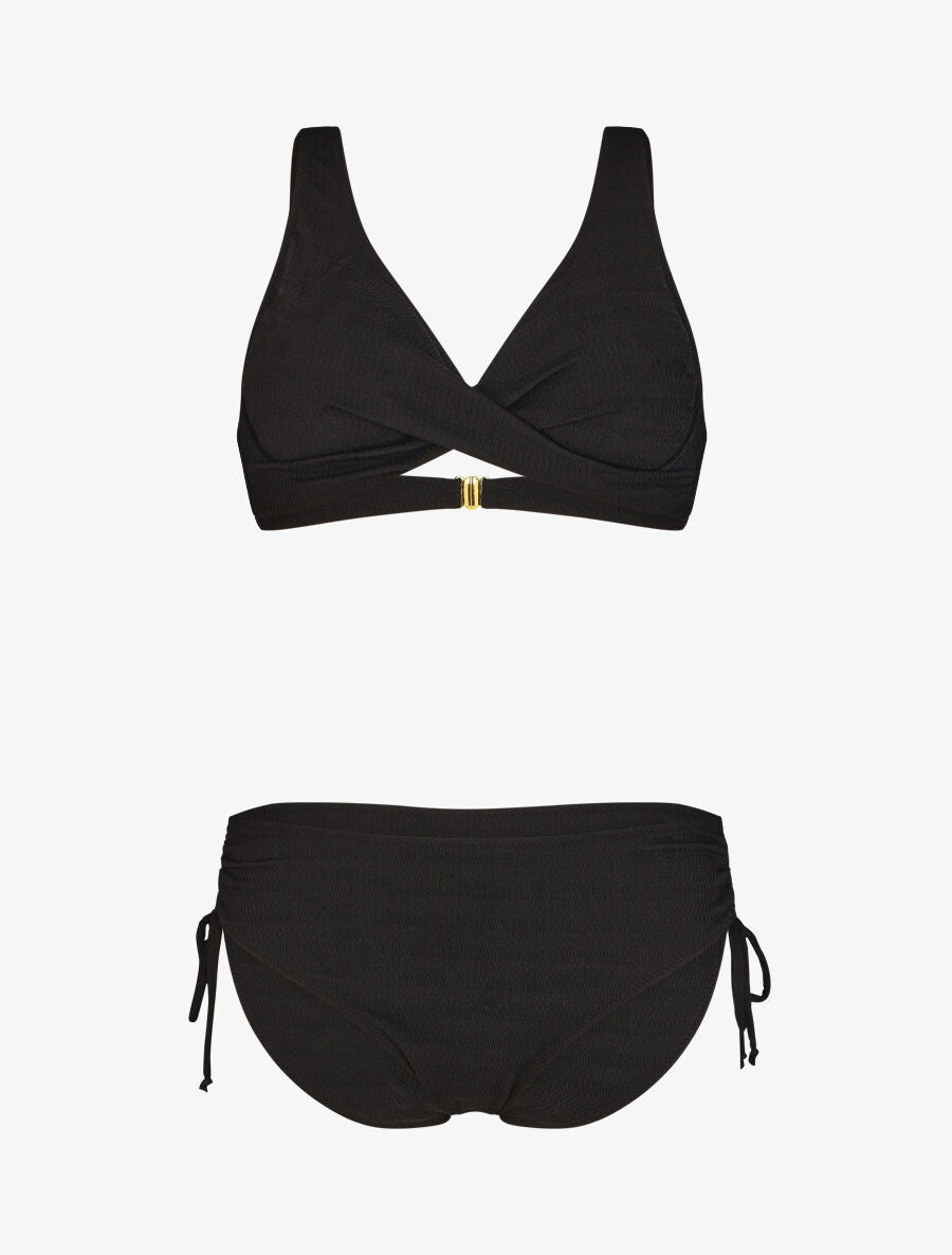 Bikini uni texturé - Noir - 5