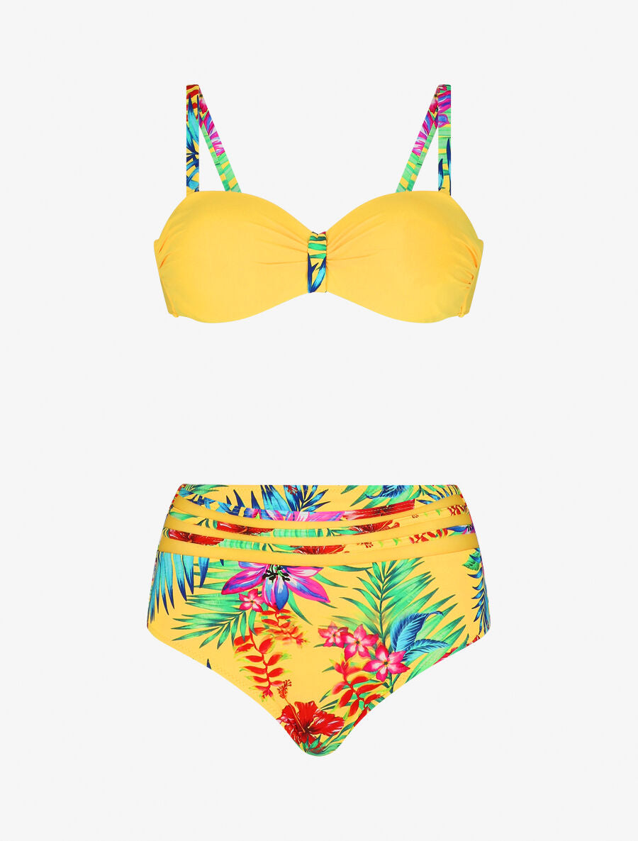 Bikini à imprimé fleurs tropicales - Jaune - 3