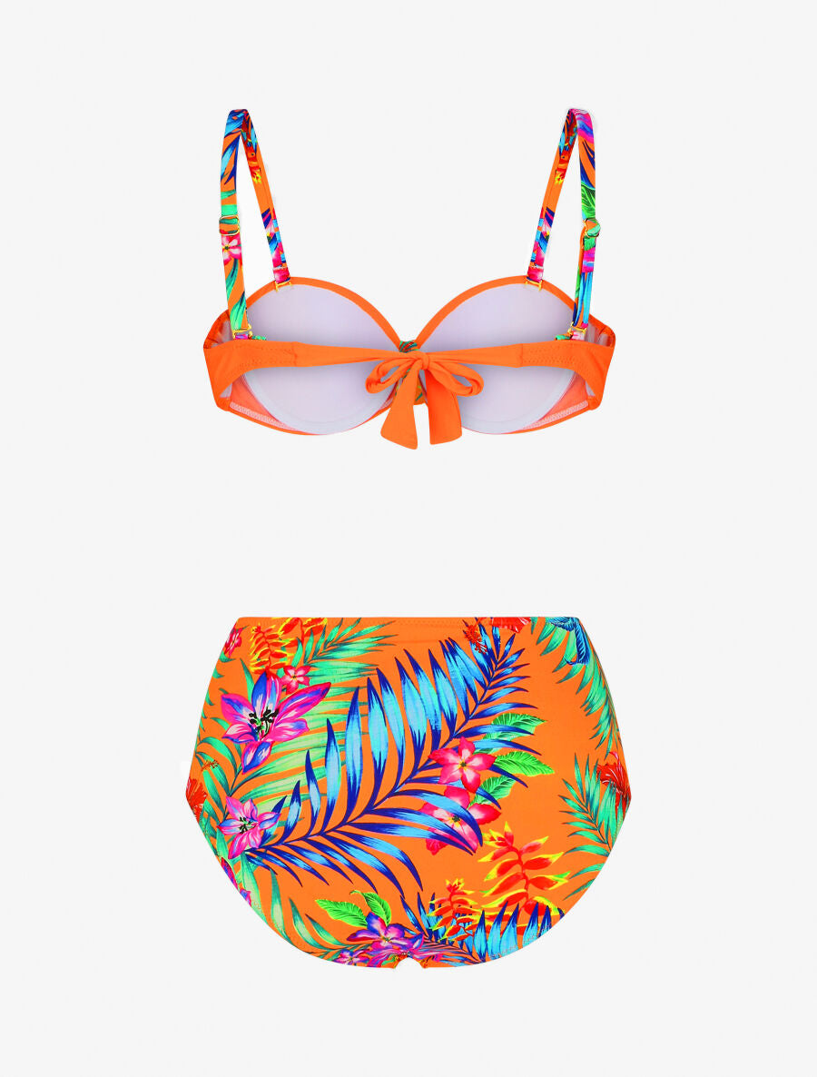 Bikini à imprimé fleurs tropicales - Orange - 2