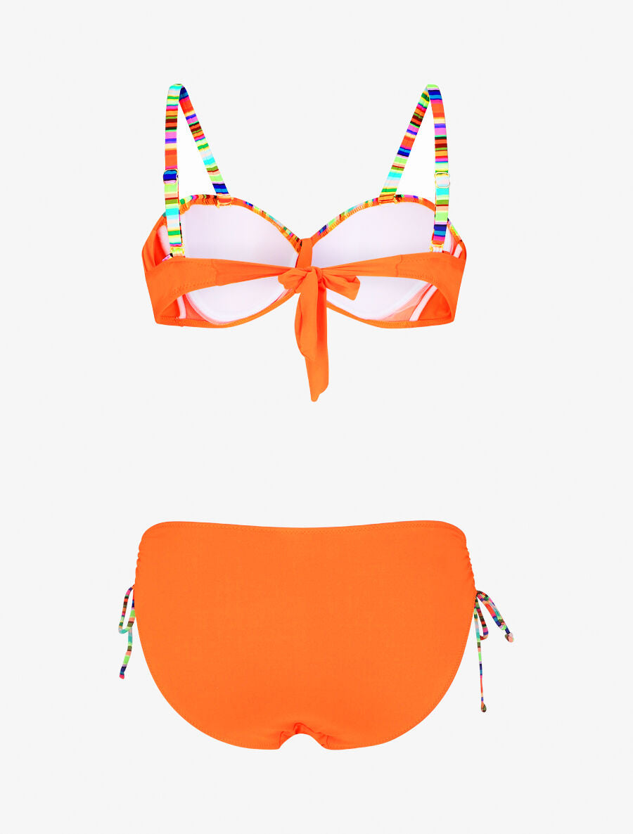 Bikini uni à bretelles multicolore - Orange - 4