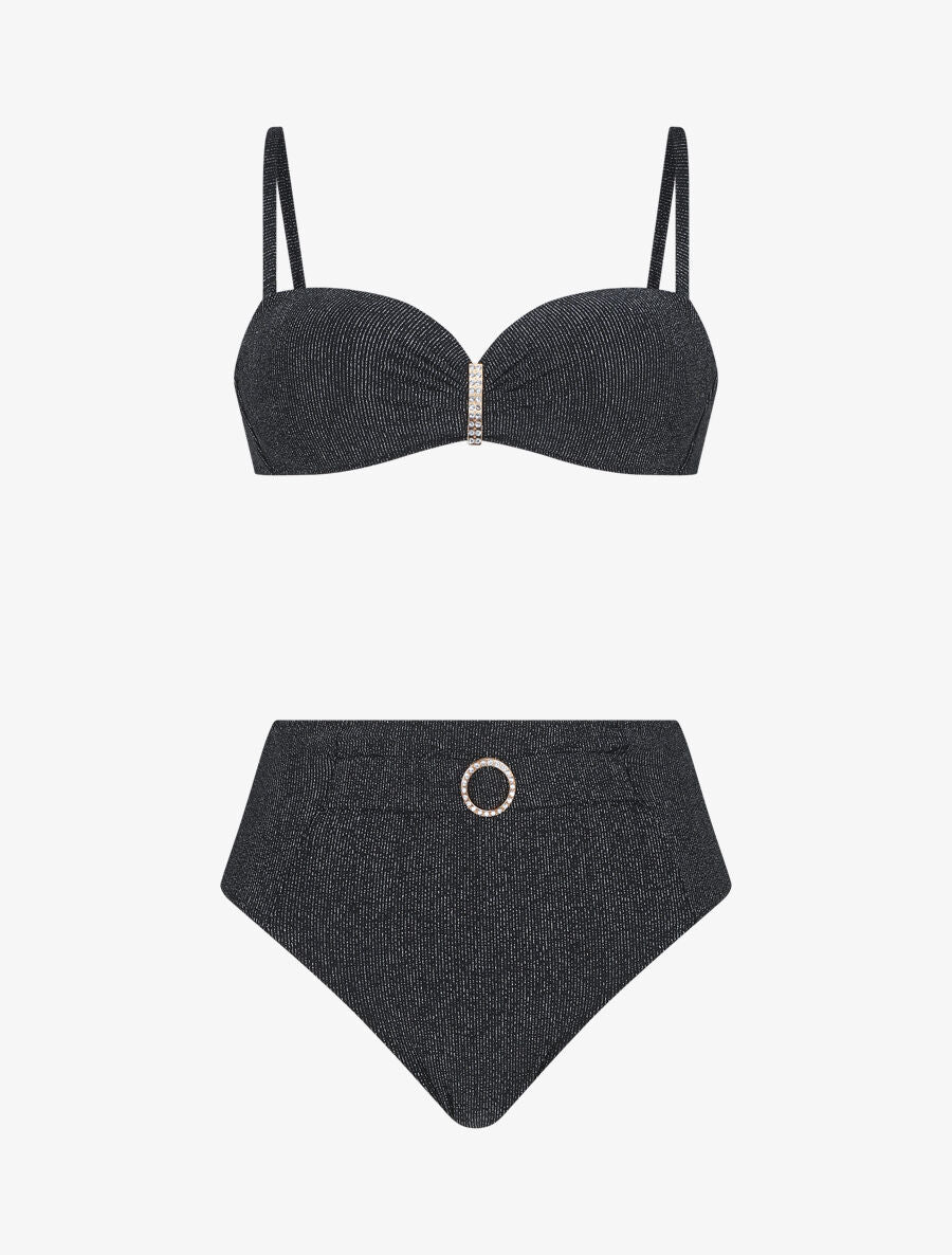 Bikini irisé taille haute - Noir - 5