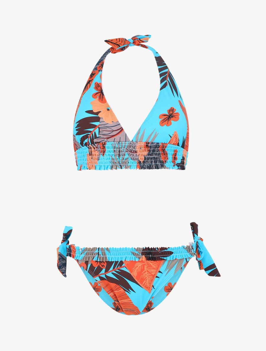 Bikini imprimé tropical - Turquoise - 1