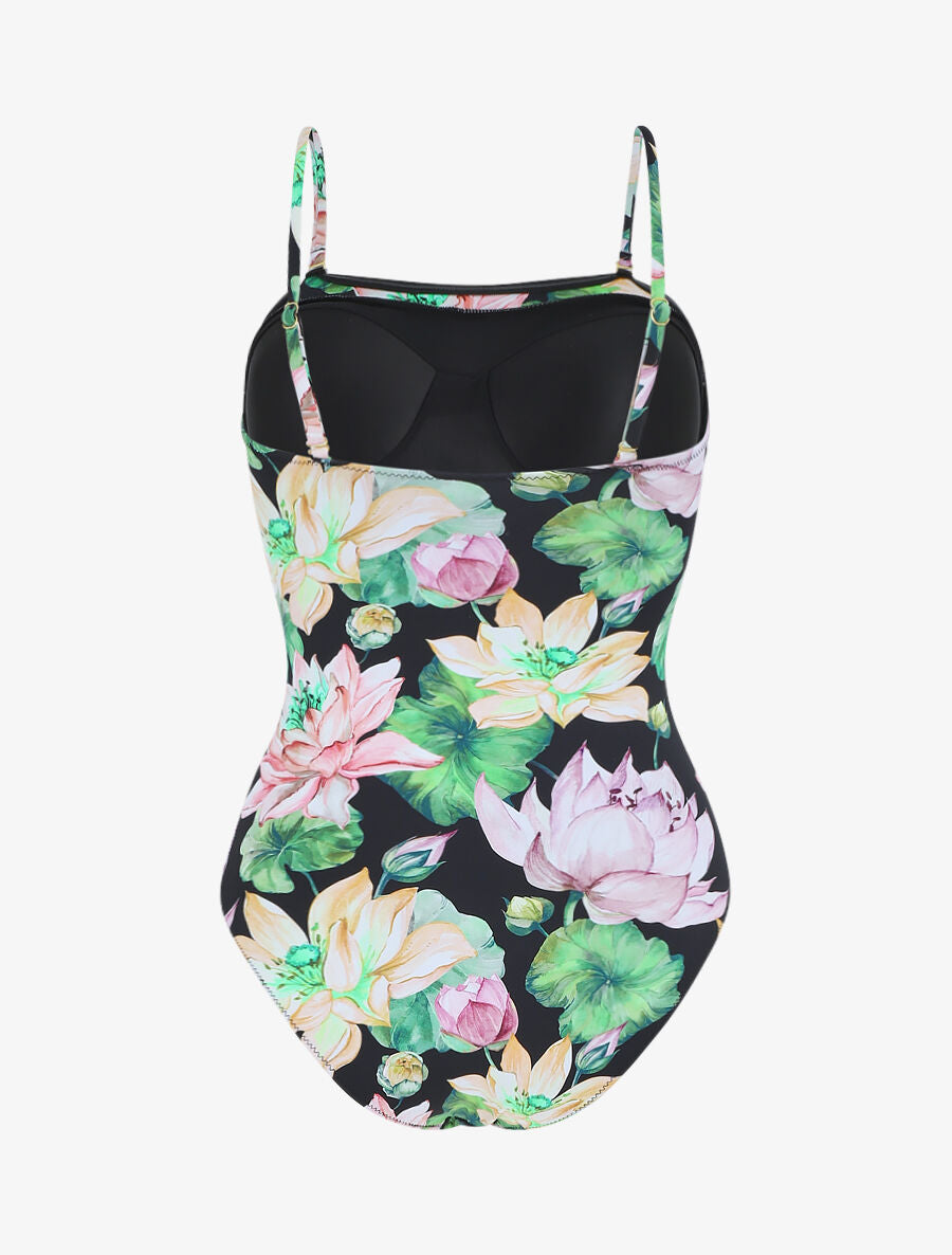 Maillot de bain une pièce à imprimé fleuri - Noir - 4