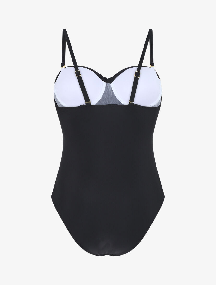 Maillot de bain une pièce uni - Noir - 4