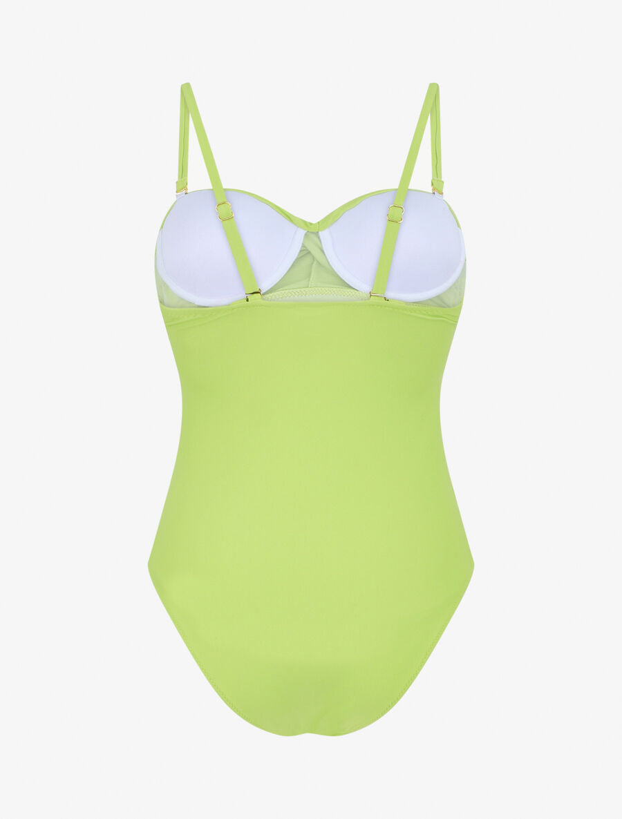 Maillot de bain une pièce uni - Vert anis - 4