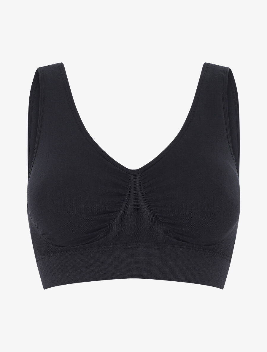 Brassière uni avec coussinets amovibles - Noir - 4