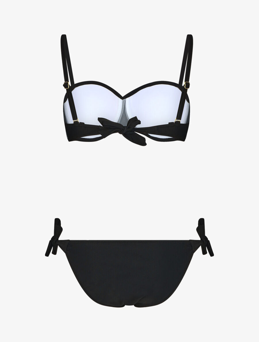 Bikini uni et noeuds - Noir - 4