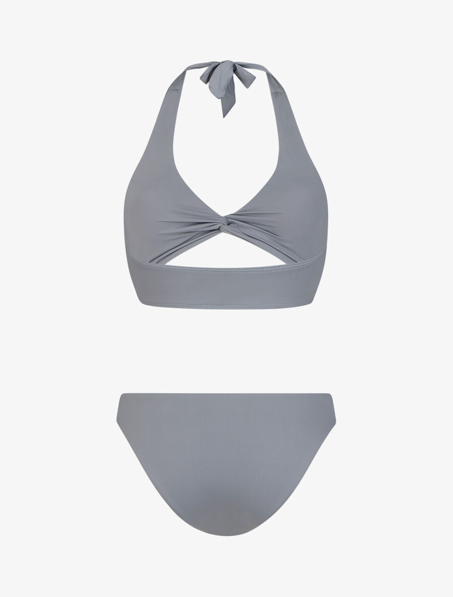 Bikini brassière à liens à nouer - Gris - 4